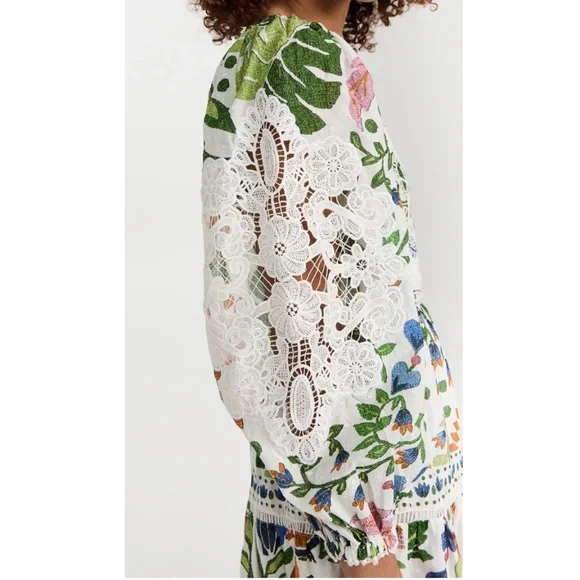 FARM Rio Summer Garden Embroidered Midi | Sz M - Picture 6 of 9